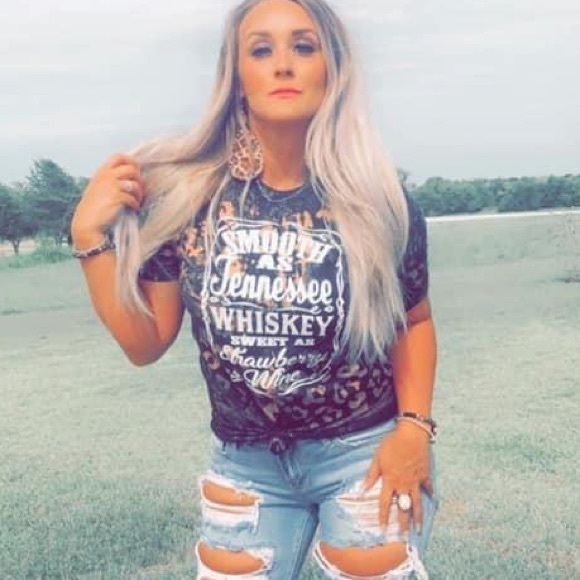 TENNESSEE WHISKEY Leopard Bleach Dye Graphic Tee - Picture 2 of 6